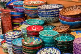 Grand Bazaar crowded street with traditional Turkish shops