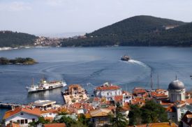 Buyukada island with horse carriage on waterfront